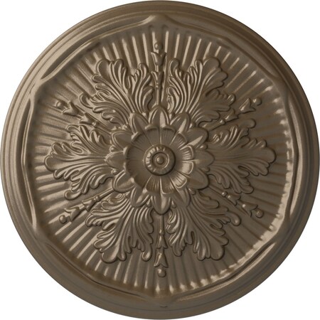 Ekena Millwork Luton Ceiling Medallion (Fits Canopies up to 3 1/2"), Hand-Painted Warm Silver, 21"OD x 2"P CM21LUWSS